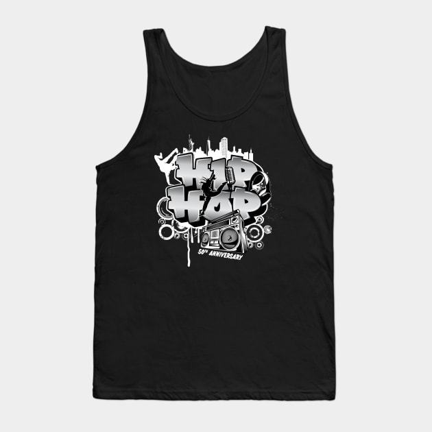 50th Anniversary Of Hip Hop Tank Top by Crates-N-Needles